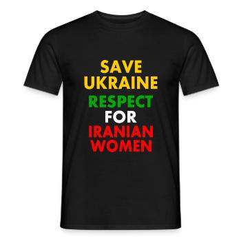 Save ukraine respect for iranian women - Männer T-Shirt - Schwarz - Vorne - AI Model Male 178 light (178cm)