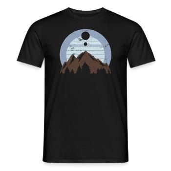 Panorama in the mountains | Nature hiking view - Men's T-Shirt - black - Front - AI Model Male 178 light (178cm)