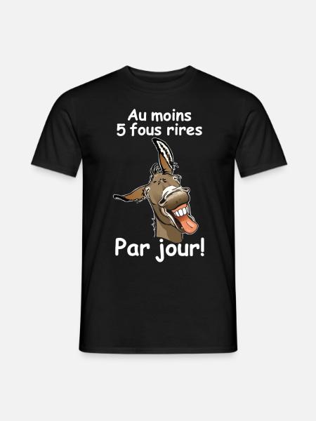 Ane rigolard au moins 5 fou rires (texte blanc) - T-shirt homme - noir