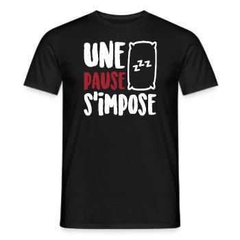 Une pause s'impose - T-shirt homme - noir - Devant - AI Model Male 178 light (178cm)