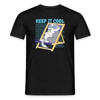Ice Cream Summer Beach Ice Cream Holiday Cat - Men's T-Shirt - black - Front - AI Model Male 178 light (178cm)