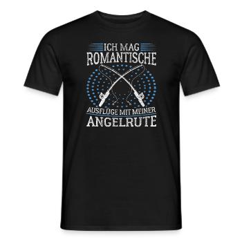 Romantische Ausflüge mit Angelrute Witz Angeln - Männer T-Shirt - Schwarz - Vorne - AI Model Male 178 light (178cm)