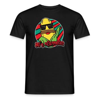 80s Cornstar Mustache Beard Funny Mustache - Men's T-Shirt - black - Front - AI Model Male 178 light (178cm)