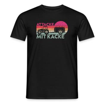Attacke mit Kacke Lustig Bauer und Landwirt Spruch - Männer T-Shirt - Schwarz - Vorne - AI Model Male 178 light (178cm)