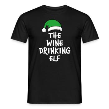 Der Wein trinkende Elf - Männer T-Shirt - Schwarz - Vorne - AI Model Male 178 light (178cm)