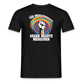 Für Menschenrechte, gegen rechte Menschen Politik - Männer T-Shirt - Schwarz - Vorne - AI Model Male 178 light (178cm)