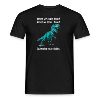 Satzzeichen Retten Leben - Lustiges Dino-Design - Männer T-Shirt - Schwarz - Vorne - AI Model Male 178 light (178cm)