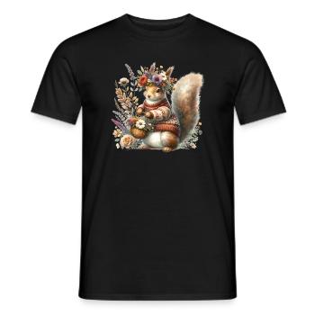 Cottagecore Squirrel Animal Lover Gardening - Men's T-Shirt - black - Front - AI Model Male 178 light (178cm)