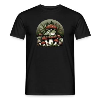 Amateur de champignons grenouilles Cottagecore esthétique - T-shirt homme - noir - Devant - AI Model Male 178 light (178cm)