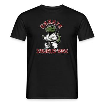 Drôle T-Rex Karaté Dino Arts Martiaux - T-shirt homme - noir - Devant - AI Model Male 178 light (178cm)
