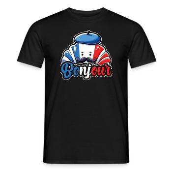 Français Croissant Amoureux France Drapeau - T-shirt homme - noir - Devant - AI Model Male 178 light (178cm)