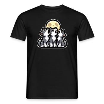 Süße Wolf Welpen heulen Mond Cartoon Stil - Männer T-Shirt - Schwarz - Vorne - AI Model Male 178 light (178cm)