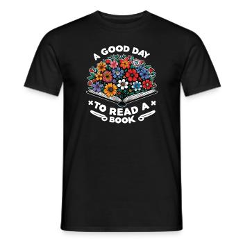 A good day to read a book - Men's T-Shirt - black - Front - AI Model Male 178 light (178cm)