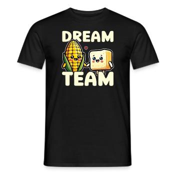 Kawaii Corn and Butter Dream Team Food Lover - Men's T-Shirt - black - Front - AI Model Male 178 light (178cm)