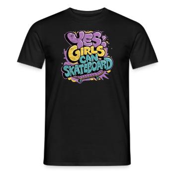 Cooles Skateboard Longboard Skater Mädchen - Männer T-Shirt - Schwarz - Vorne - AI Model Male 178 light (178cm)
