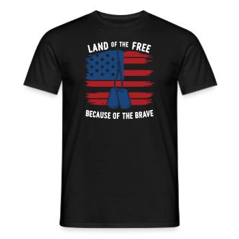 Terre de la liberté grâce aux braves États-Unis - T-shirt homme - noir - Devant - AI Model Male 178 light (178cm)
