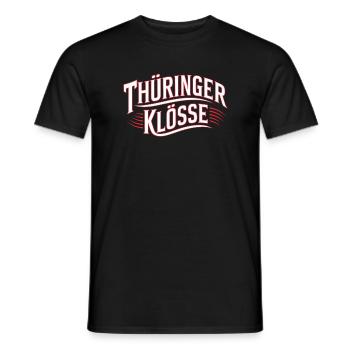 German food dumplings Thuringia dialect - Men's T-Shirt - black - Front - AI Model Male 178 light (178cm)