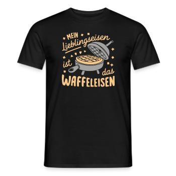 Funny pun waffles baking food - Men's T-Shirt - black - Front - AI Model Male 178 light (178cm)
