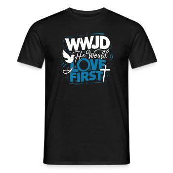WWJD HWLF Jesus would love First Christian - Men's T-Shirt - black - Front - AI Model Male 178 light (178cm)