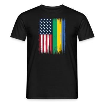 Gabunische Wurzeln und Gabunische Amerikanische Flagge - Männer T-Shirt - Schwarz - Vorne - AI Model Male 178 light (178cm)