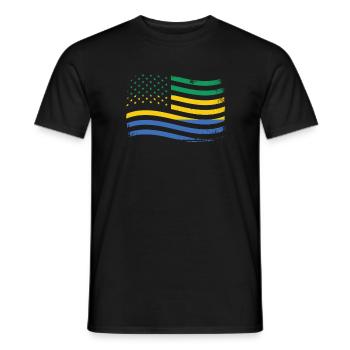 Gabunische Wurzeln und Gabunische Amerikanische Flagge - Männer T-Shirt - Schwarz - Vorne - AI Model Male 178 light (178cm)