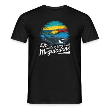 Das Leben wäre schöner mit Megalodon Funny Shark - Männer T-Shirt - Schwarz - Vorne - AI Model Male 178 light (178cm)