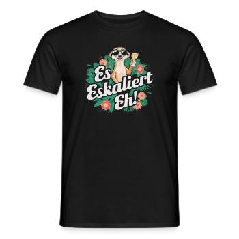 It escalates anyway Meerkat party alcohol saying - Men's T-Shirt - black - Front - AI Model Male 178 light (178cm)