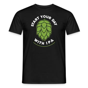 Beginnen Sie Ihren Tag mit IPA lustige Bier Sprüche - Männer T-Shirt - Schwarz - Vorne - AI Model Male 178 light (178cm)
