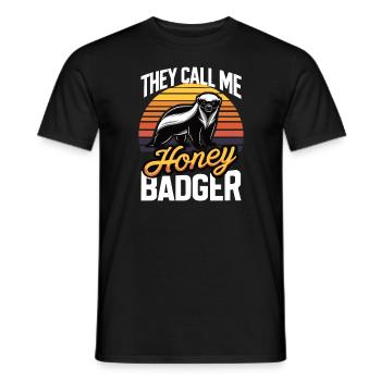 Lustiger Honigdachs Sie nennen mich Honigdachs und sagen - Männer T-Shirt - Schwarz - Vorne - AI Model Male 178 light (178cm)