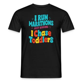 Ich laufe Marathons Nur ein Scherz Ich jage Kleinkinder vor - Männer T-Shirt - Schwarz - Vorne - AI Model Male 178 light (178cm)