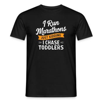 Ich laufe Marathons Nur ein Scherz Ich jage Kleinkinder vor - Männer T-Shirt - Schwarz - Vorne - AI Model Male 178 light (178cm)