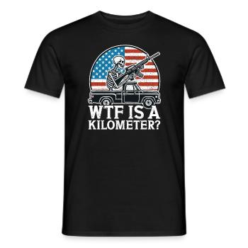 WTF ist ein Skelettgewehr unter amerikanischer Flagge - Männer T-Shirt - Schwarz - Vorne - AI Model Male 178 light (178cm)