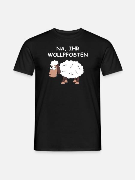 Na ihr Wollpfosten | Schaf, lustige Sprüche - Männer T-Shirt - Schwarz