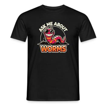 Ask me about my Worms Funny Composter Gardening - Men's T-Shirt - black - Front - AI Model Male 178 light (178cm)