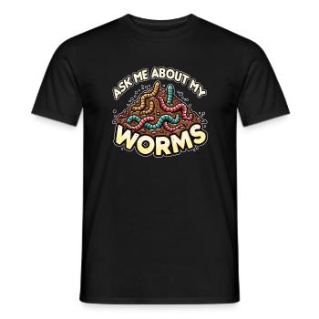 Posez-moi des questions sur mon jardinage Worms Funny Composter - T-shirt homme - noir - Devant - AI Model Male 178 light (178cm)