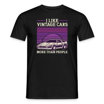 J’aime les voitures anciennes plus que les gens Drôle Vintage - T-shirt homme - noir - Devant - AI Model Male 178 light (178cm)
