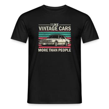 J’aime les voitures anciennes plus que les gens Drôle Vintage - T-shirt homme - noir - Devant - AI Model Male 178 light (178cm)