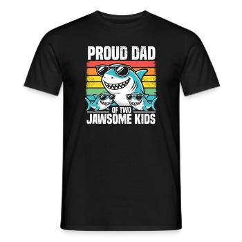 Fier papa de deux Jawsome Kids Famille requin Jeu de mots - T-shirt homme - noir - Devant - AI Model Male 178 light (178cm)