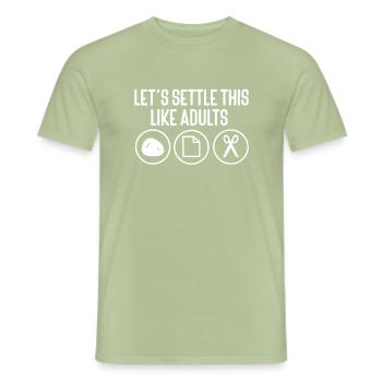 Let's Settle This Like Adults Rock Paper Scissors - Men's T-Shirt - sage - Front - AI Model Male 178 light (178cm)