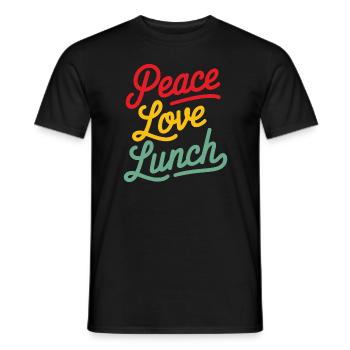 Frieden, Liebe, Mittagessen, Kantine, Cafeteria, Humor - Männer T-Shirt - Schwarz - Vorne - AI Model Male 178 light (178cm)