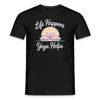 Life Happens Yoga Helps Meditation Mindfulness - Men's T-Shirt - black - Front - AI Model Male 178 light (178cm)