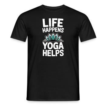 Life Happens Yoga Helps Meditation Mindfulness - Men's T-Shirt - black - Front - AI Model Male 178 light (178cm)