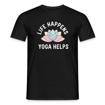 Life Happens Yoga Helps Meditation Mindfulness - Men's T-Shirt - black - Front - AI Model Male 178 light (178cm)