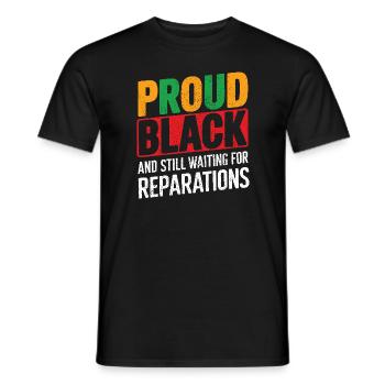 Fier Noir toujours en attente de réparations Humour - T-shirt homme - noir - Devant - AI Model Male 178 light (178cm)