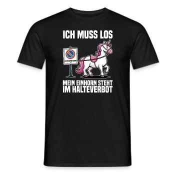 I have to go, my unicorn is in a no-stopping zone - Men's T-Shirt - black - Front - AI Model Male 178 light (178cm)