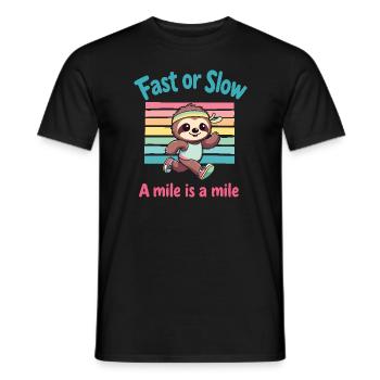 Schnell oder langsam eine Meile ist eine Meile Lustiges Faultier-Joggen - Männer T-Shirt - Schwarz - Vorne - AI Model Male 178 light (178cm)