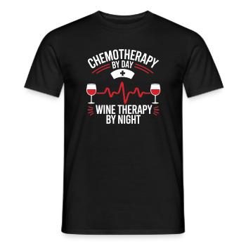 Chemotherapy by day Wine therapy by night Oncology - Men's T-Shirt - black - Front - AI Model Male 178 light (178cm)