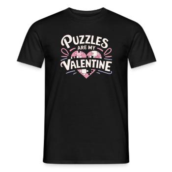 Puzzles sind mein Valentinstag Lustiges Wortspiel Puzzle V - Männer T-Shirt - Schwarz - Vorne - AI Model Male 178 light (178cm)