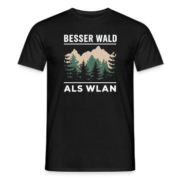 Besser Wald als WLan Natur Camping Wandern Witz - Männer T-Shirt - Schwarz - Vorne - AI Model Male 178 light (178cm)