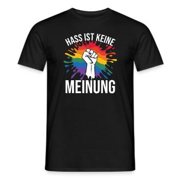 Hate is not an opinion Statement against the right - Men's T-Shirt - black - Front - AI Model Male 178 light (178cm)